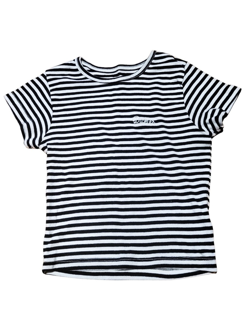 Dickies Black & White Striped Short Sleeve Cropped Tee